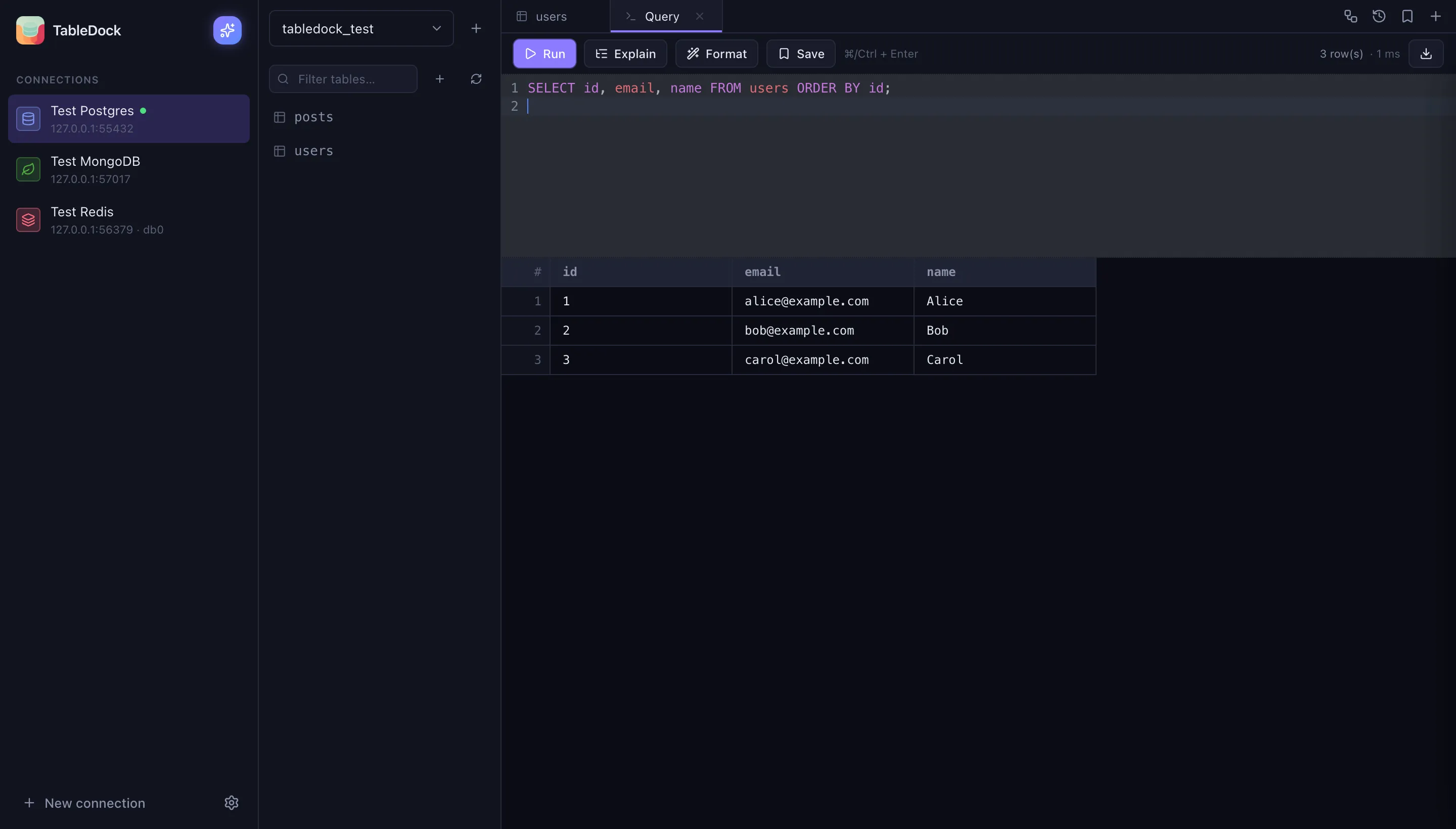 Screenshot of TableDock